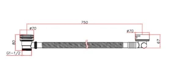 Ava Extended Round Bath Overflow Filler - Brushed Stainless Steel technical drawing - Image 3