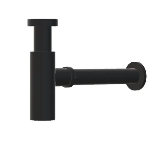 Ava Contemporary Round Bottle Trap - Brushed Black detail view - Image 2