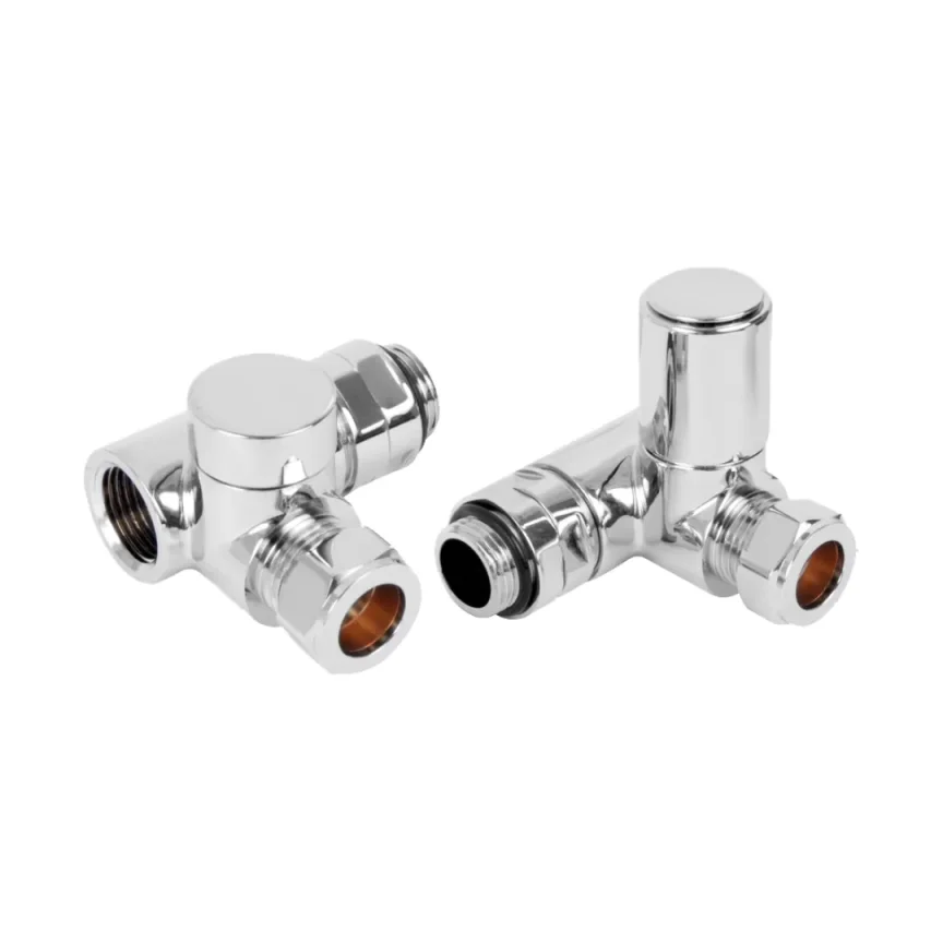 Ava Dual Fuel Corner 1/2 Radiator Valve Polished Chrome product image - Image 1