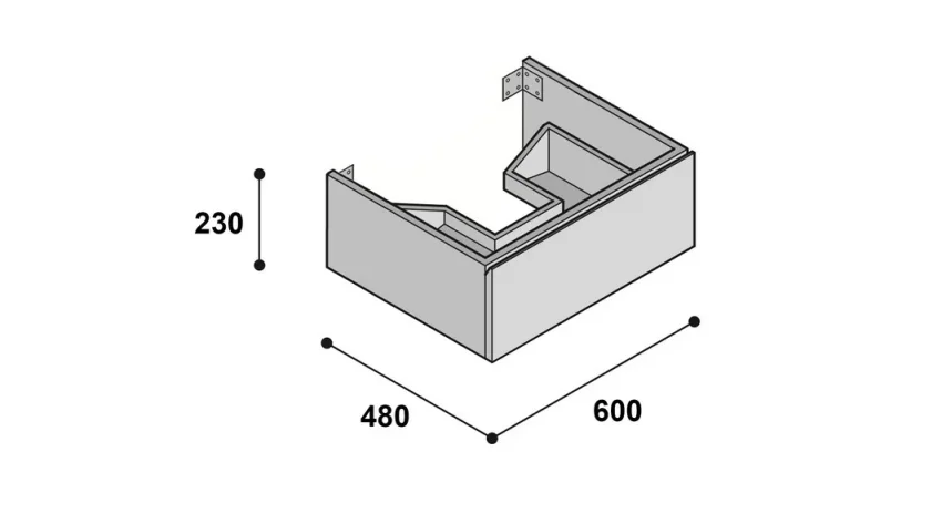 Faeber Mode 60 Basin Unit 1 Drawer Matt White technical drawing - Image 2