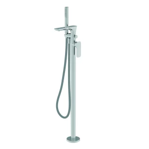 AVA Purity Floor Mounted Bath Shower Mixer Tap with Shower Kit Polished Chrome