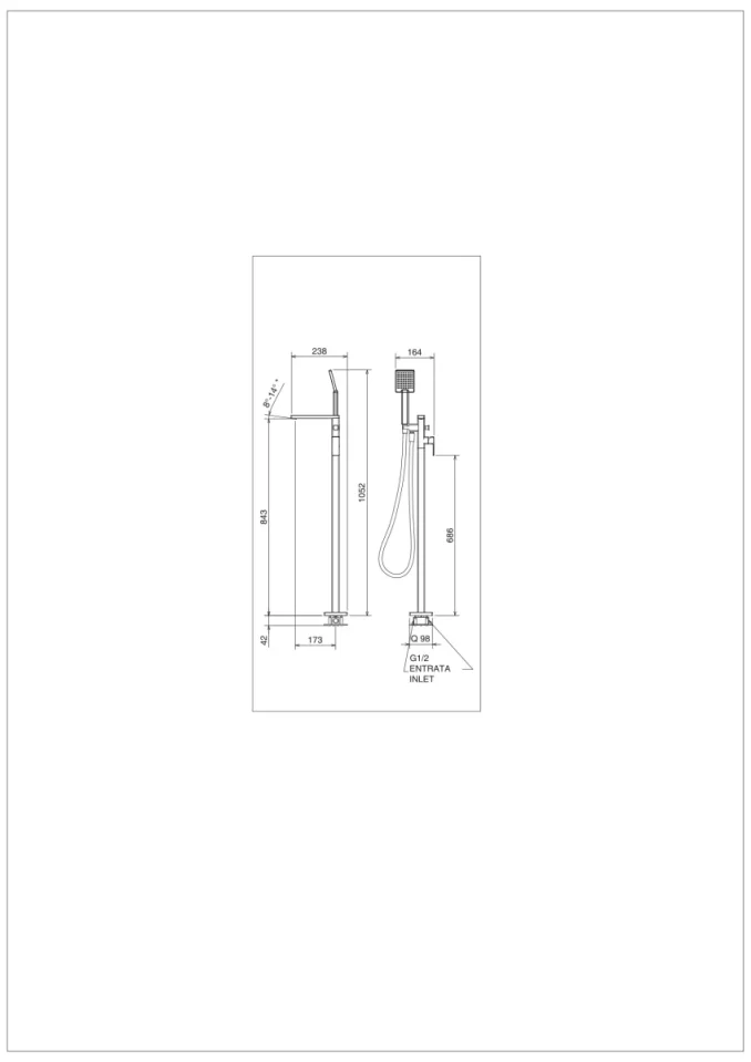 AVA Linea Floor Mounted Bath Shower Mixer product image - Image 1