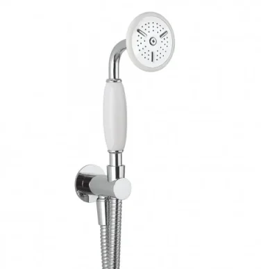Crosswater Traditional Handset, Wall Outlet & Hose Chrome detail view - Image 2