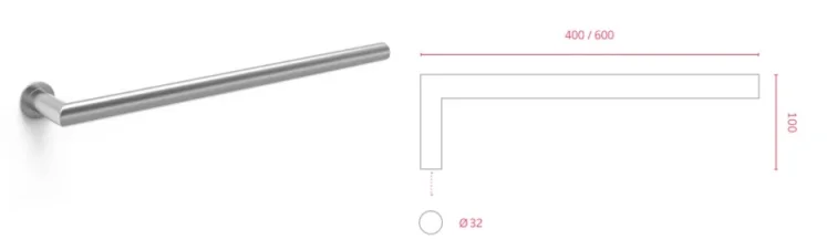 Thermosphere Heated Towel Bar Single Round 400mm technical drawing - Image 2