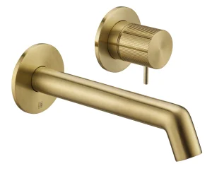 Just Taps Evo Wall Mounted Single Lever Basin Mixer Tap Brushed Brass