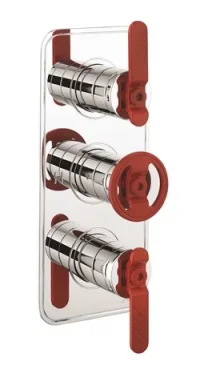Crosswater Union 3 Handle Trimset for Shower Mixer Valve WLBP2000R+ or WLBP3000R+ Chrome with Red Lever Handles