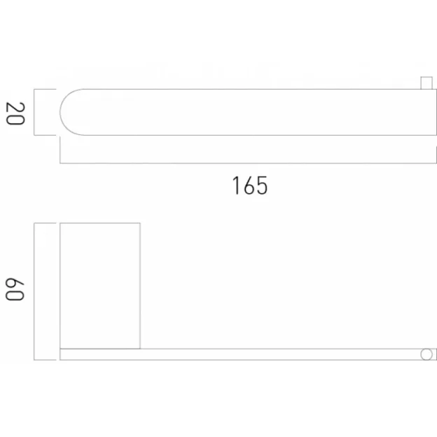 Vado Photon Paper Holder Wall Mounted Chrome technical drawing - Image 2