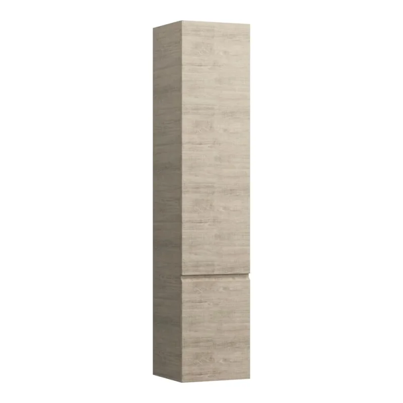 Laufen Tall Cabinet. 350 (w) X 335 (d) X 1650 (h)mm. With 4 Glass Shelves And Left Hinged Door. Bright Oak product image - Image 1