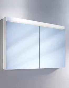Schneider Low Line 2 Door 120/2/fl White Mirror Cabinet