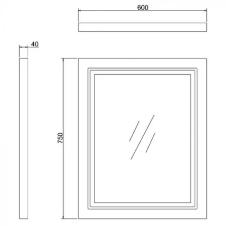 Burlington 600 Led Mirror - Matt White technical drawing - Image 2