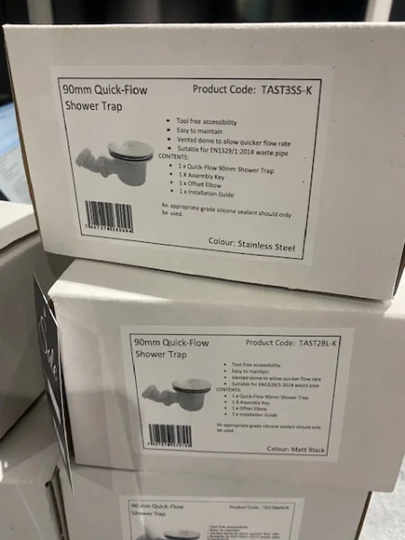 Bbtast8mw 90mm Fastflow Shower Tray Waste - Matt White