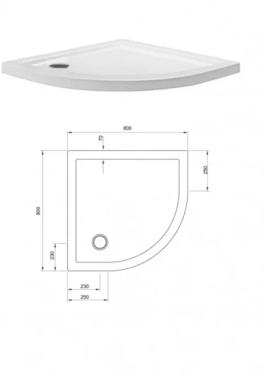 Crosswater Quadrant 35mm Acrylic Shower Tray 800mm detail view - Image 2