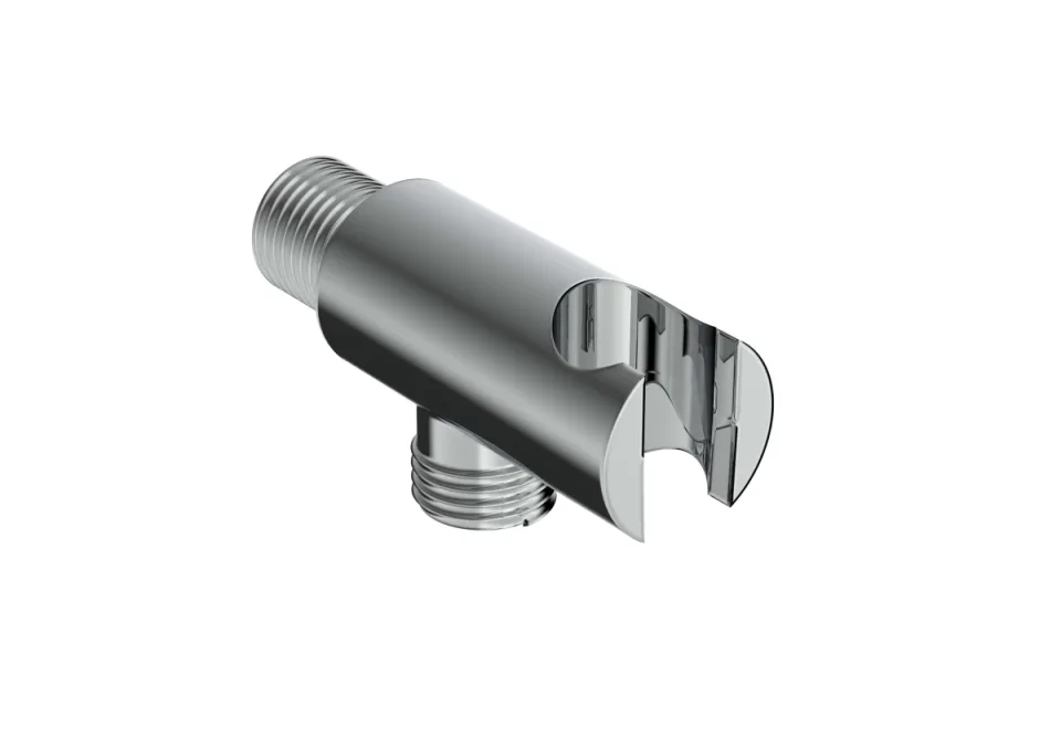 Saneux Cos Round Shower Outlet Elbow & Holder - Chrome product image - Image 1