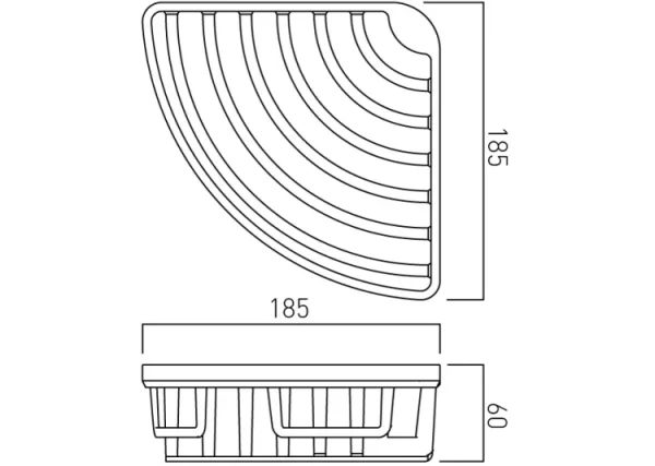 Vado Basket Removable Corner Wall Mounted Chrome technical drawing - Image 3