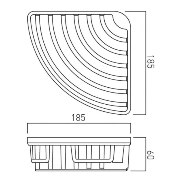 Vado Basket Removable Corner Wall Mounted Chrome technical drawing - Image 4