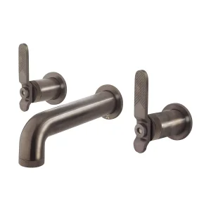 Crosswater Union Basin 3 Hole Wall Mounted Lever Trim Set Brushed Black Chrome