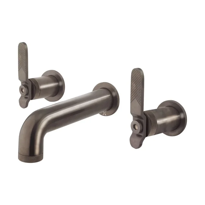 Crosswater Union Basin 3 Hole Wall Mounted Lever Trim Set Brushed Black Chrome product image - Image 1