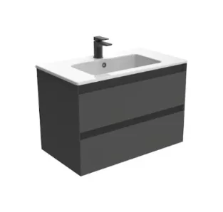 Saneux Uni 80cm 2 Drawer Wall Mounted Unit - Matte Anthracite