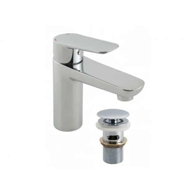 Vado Photon Mono Basin Mixer Smooth Bodied Single Lever Deck Mounted With Universal Waste And Honeycomb Flow Regulator Chrome product image - Image 1