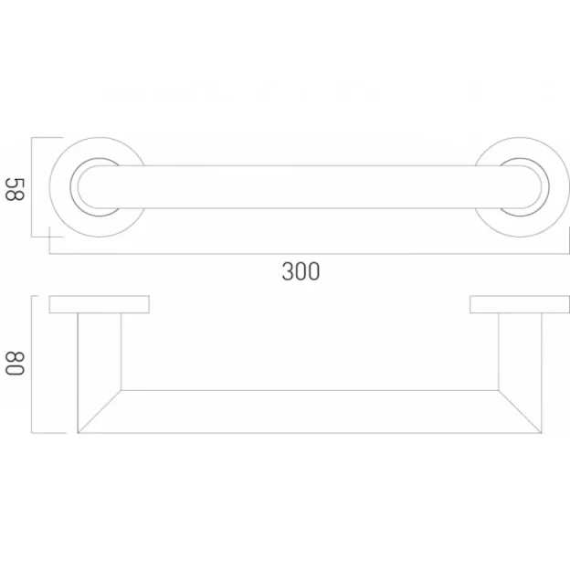 Vado Spa Grab Or Towel Rail 300mm (12") Chrome technical drawing - Image 2