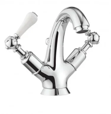 Crosswater Belgravia Lever High Neck Mono Basin With Waste Deck Mounted Chrome White Lever detail view - Image 2