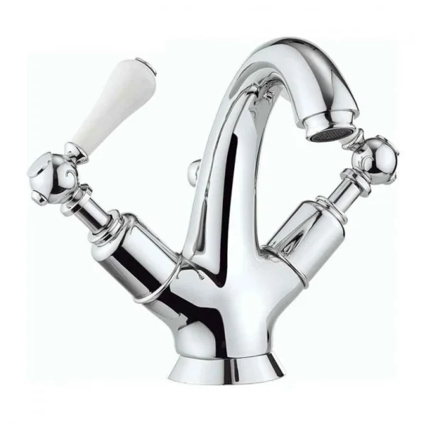 Crosswater Belgravia Lever High Neck Mono Basin With Waste Deck Mounted Chrome White Lever