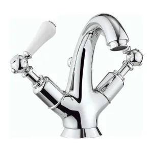 Crosswater Belgravia Lever High Neck Mono Basin With Waste Deck Mounted Chrome White Lever