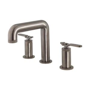 Crosswater Union 3 Hole Deck Mounted Basin Tap Set with Lever Handle Brushed Black Chrome