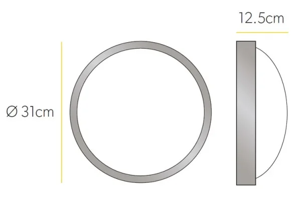 Hib Momentum Ceiling Light 31cm X D12.5cm technical drawing - Image 2