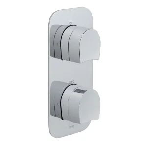 Vado Kovera 2 Outlet, 3 Handle Concealed Thermostatic Shower Mixer Valve Vertical Chrome