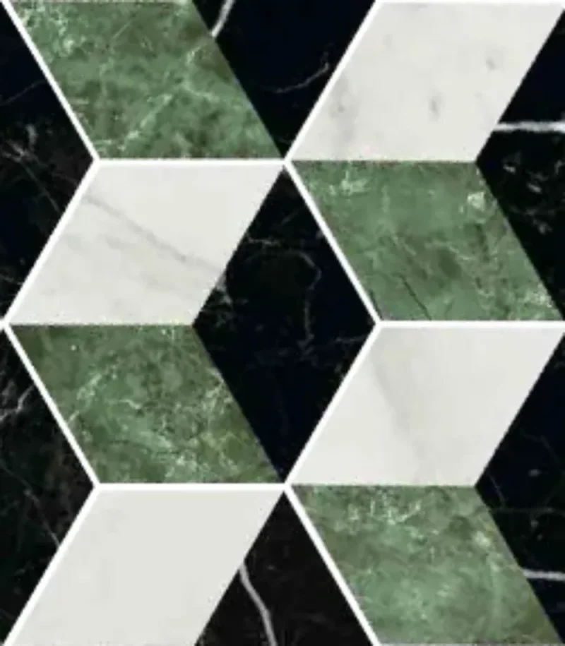 European Tiles Marmi Treviso Matte Tile Green Cube Hex 15 x 17,3cm detail view - Image 2