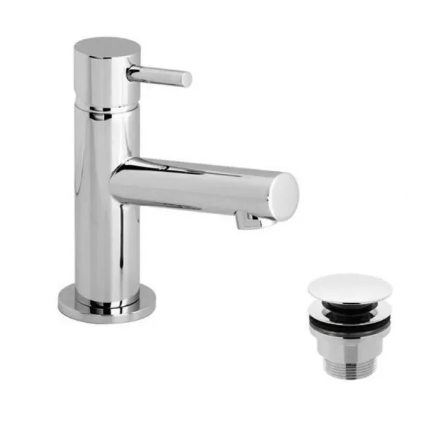 Vado Zoo Mini Mono Basin Mixer Smooth Bodied Single Lever Deck Mounted With Universal Waste Chrome product image - Image 1