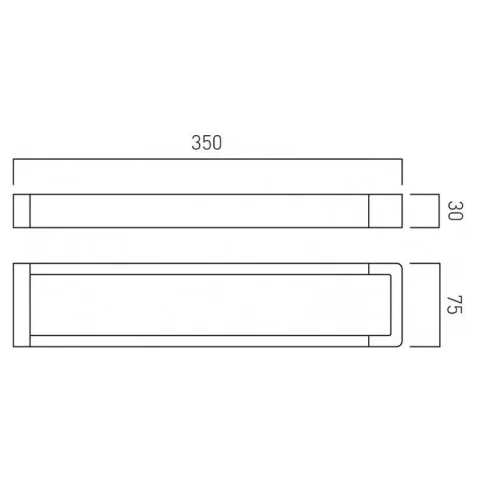 Vado Shama Double Towel Rail 350mm (14") Wall Mounted Chrome technical drawing - Image 5