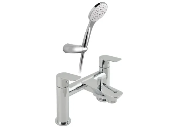 Vado Photon 2 Hole Bath Shower Mixer Deck Mounted With Shower Kit Chrome detail view - Image 2