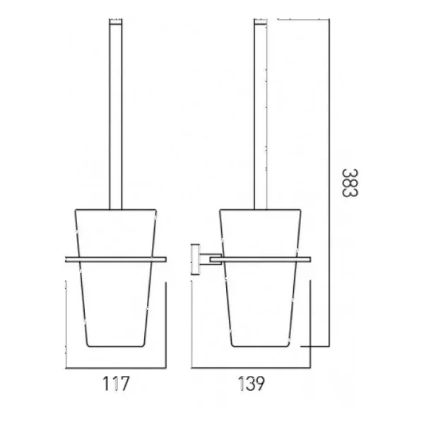Vado Level Toilet Brush And Holder Wall Mounted Chrome technical drawing - Image 3