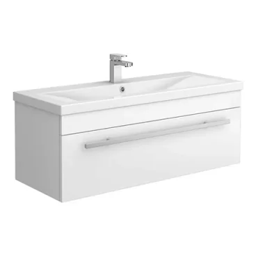 Barcelona 1000mm Wall Hung Ceramic Basin with 1 Tap Hole White detail view - Image 2