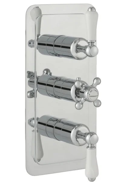 Just Taps Grosvenor Lever Conealed Thermostatic 2 Outlet Valve Vertical Chrome