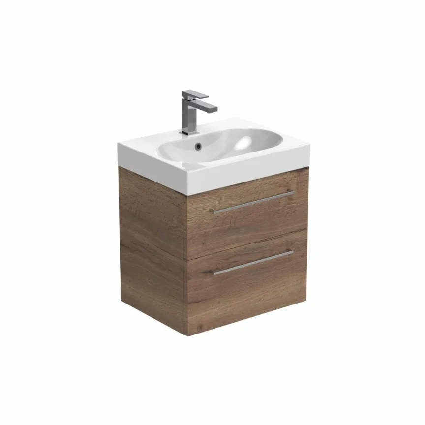 Saneux Austen 50cm 2 Drawer Wall Mounted Unit - English Oak product image - Image 1