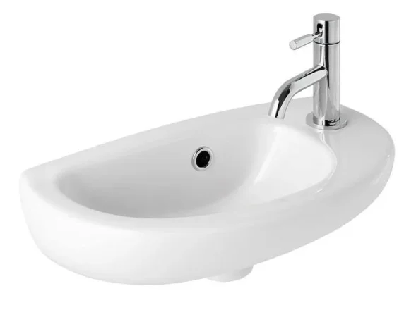 Eastbrook Kompact Cloakroom Basin 419x216 1th Rh White product image - Image 1
