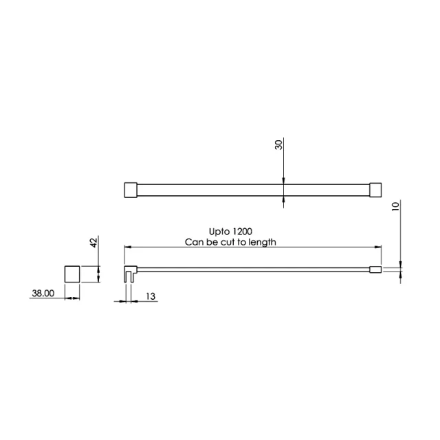 Abacus Wall Support Arm 1100mm Black technical drawing - Image 2