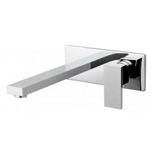 Vado Notion 2 Hole Basin Mixer With 220mm Spout Single Lever Wall Mounted With Rectangular Back Plate And Honeycomb Flow Regulator Chrome