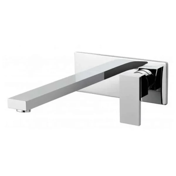 Vado Notion 2 Hole Basin Mixer With 220mm Spout Single Lever Wall Mounted With Rectangular Back Plate And Honeycomb Flow Regulator Chrome product image - Image 1