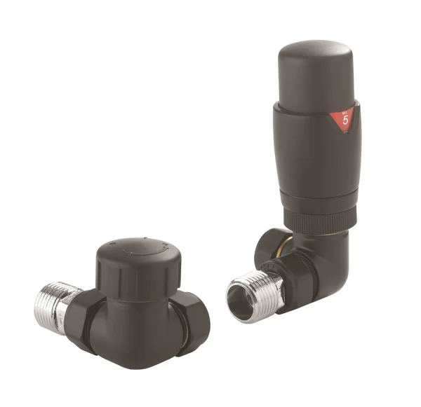Crosswater Corner Trv Rad Valve Matt Black Pair