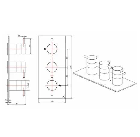 Crosswater Mpro 3 Handle Trimset (must Be Paired With Wlbp2000r+) Brushed Brass detail view - Image 3
