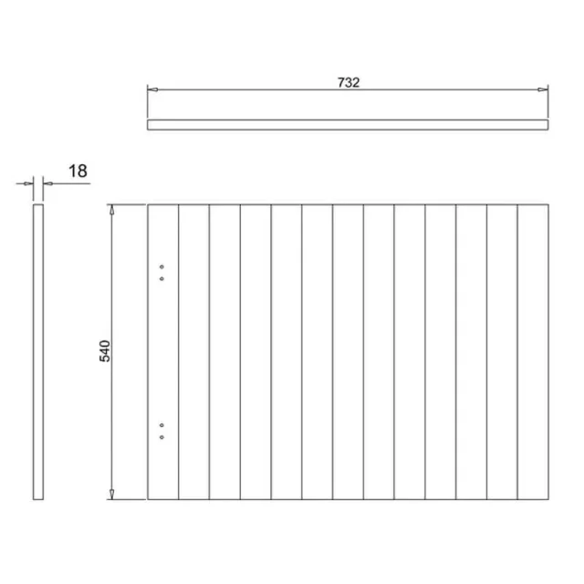 Burlington End Panel 750mm Matt White technical drawing - Image 2