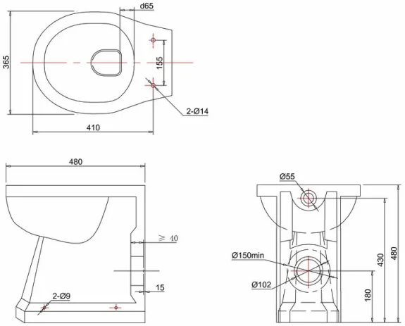 Burlington Regal Back To Wall Pan technical drawing - Image 2