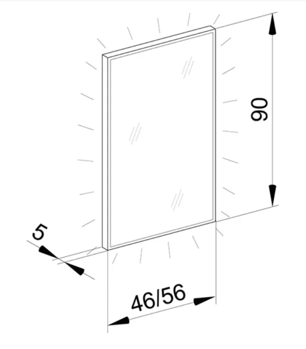 Schneider Illuminated Mirror Glow Hcl A/sp 56/90/hcl, Anodised technical drawing - Image 2
