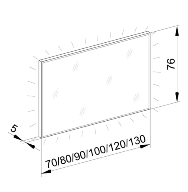 Schneider Illuminated Mirror Glow Hcl A/sp 130/hcl, Anodised technical drawing - Image 2