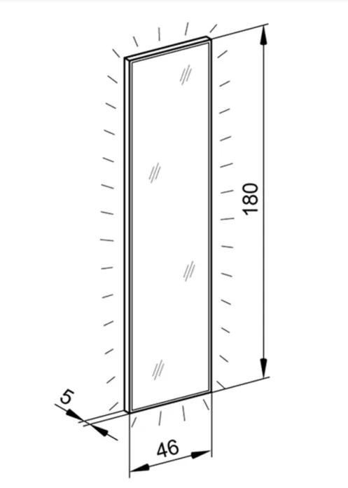 Schneider Illuminated Mirror Glow Hcl A/sp 46/180/hcl, Anodised technical drawing - Image 2