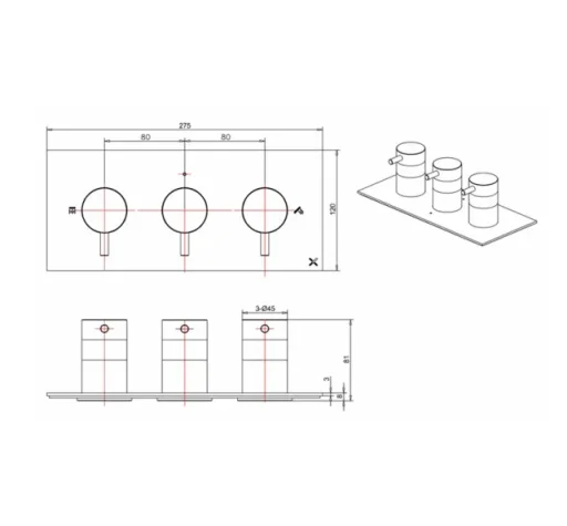 Crosswater Mpro 3 Handle Trimset (must Be Paired With Wlbp2001r+) Chrome detail view - Image 4